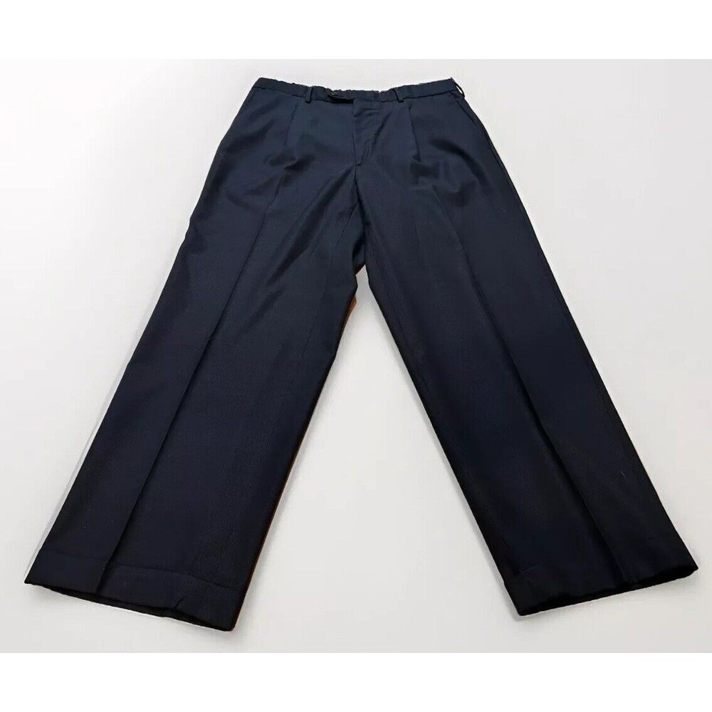 Luigi Bianchi Mantova  Wool Pleated Cuffed Trousers Men’s 34x29 Italian